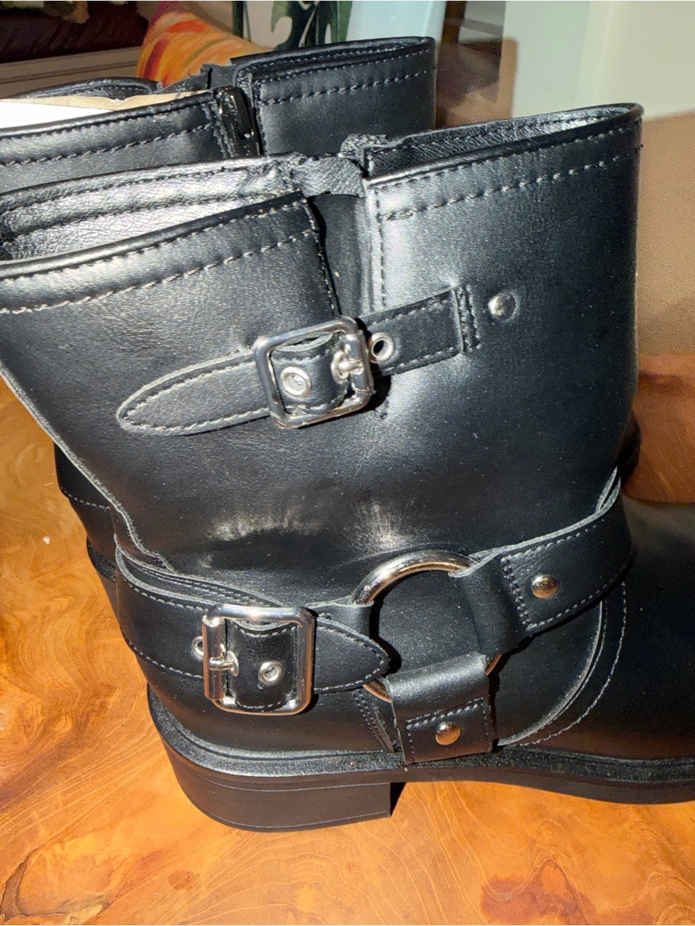 New UNIVERSAL THREAD CONNOR Black faux Leather Buckle Ankle Boots Women’s 11 - Picture 5 of 10
